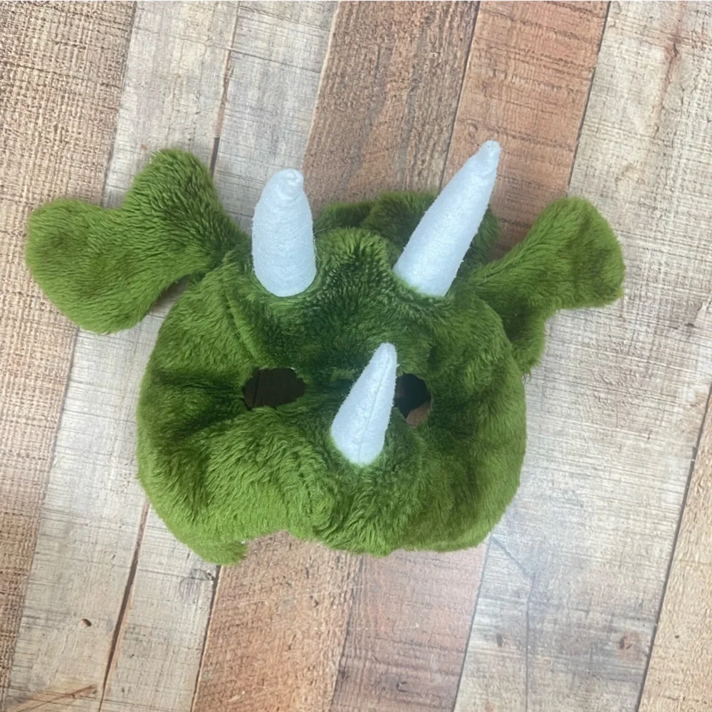 Vintage Anva 1987 Plush Dinosaur Mask Halloween Costume Triceratops Soft